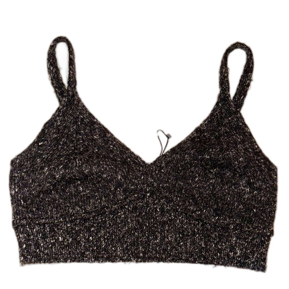 NWT Ladies Zara Dark Gray Heather Knit Sweater Bralette Size L